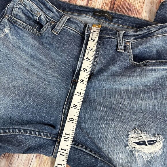 Silver Jeans Co BEAU Womens Size 30 Blue Mid Rise Distressed Denim Pants 31x31 - Picture 7 of 12